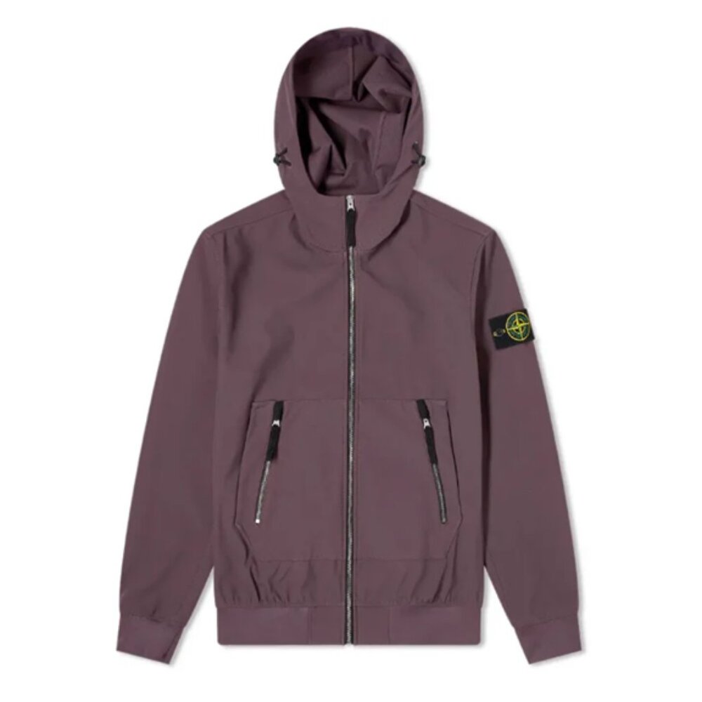 Stone Island Soft Shell-R Hooded Jacket Dark Burgundy Small